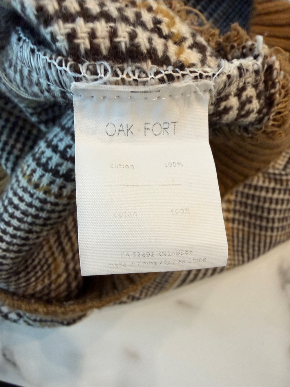 OAK + FORT Plaid V-Neck Sweater Vest in Brown and Cream - Picture 2 of 2